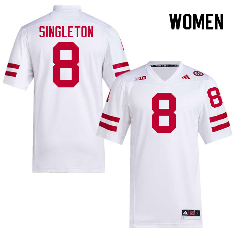 Women #8 DeShon Singleton Nebraska Cornhuskers College Football Jerseys Stitched Sale-White